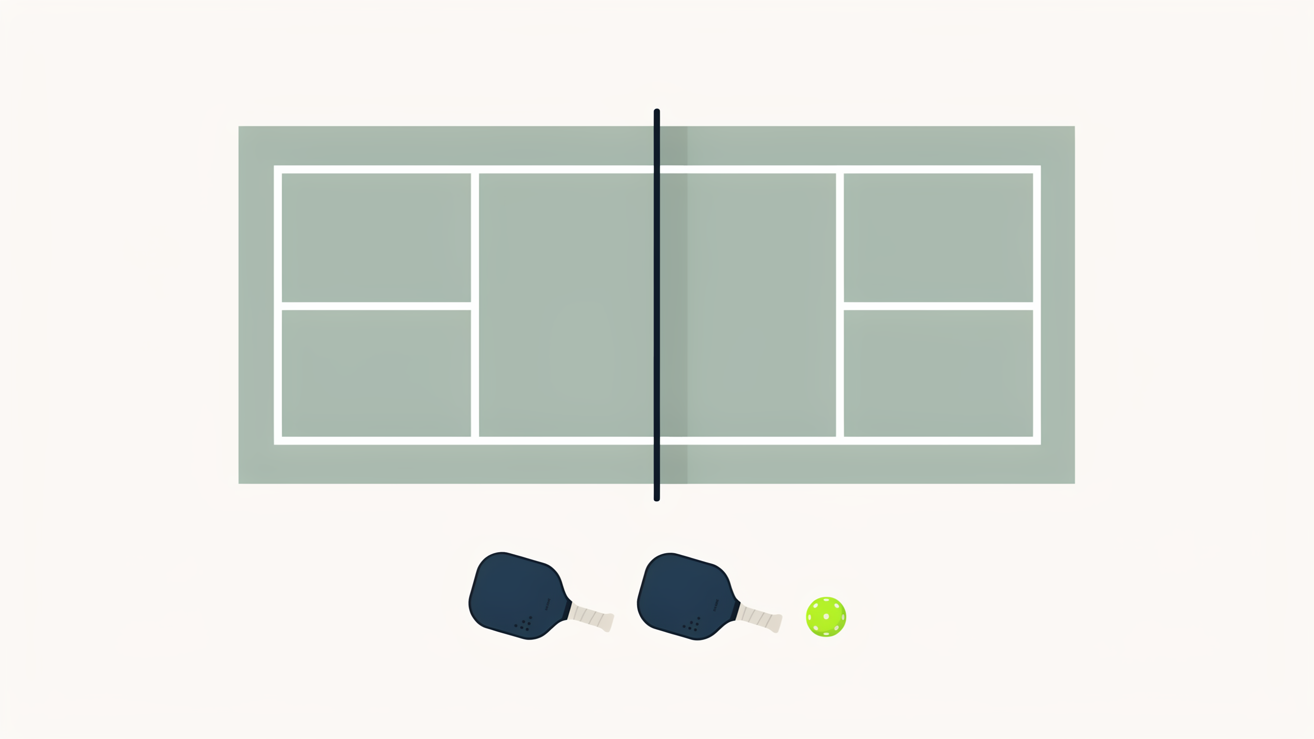 Schéma d'un terrain de pickleball avec dimensions et zone de non-volée